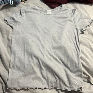 Light grey ribbed t shirt Pink